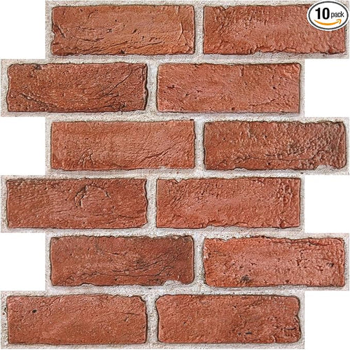 3D Faux Brick Wall Panels Peel and Stick, Small Brick-Look Textured Wall Sticker by SMOOSTIKCDECOR