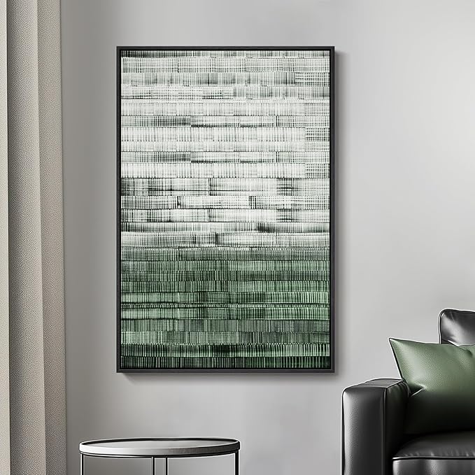 Framed Green Abstract Canvas Wall Art, Modern Art Prints Paintings Artwork - Image 8