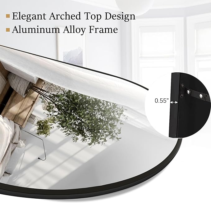Rowjut Full Length Mirror Arched Floor Length Mirrors, Aluminum Frame - Image 6