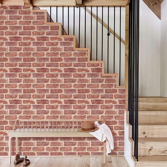 COMSTICKC 3D Red Brick Wall Panel, Peel and Stick Brick Panels - Image 7