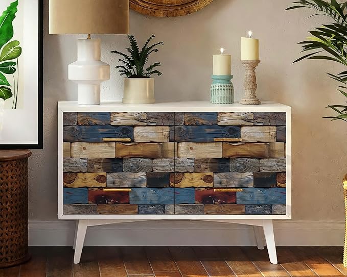FLFK Faux Wood Bricks Wallpaper Peel and Stick Wood Grain Wall Paper - Image 6