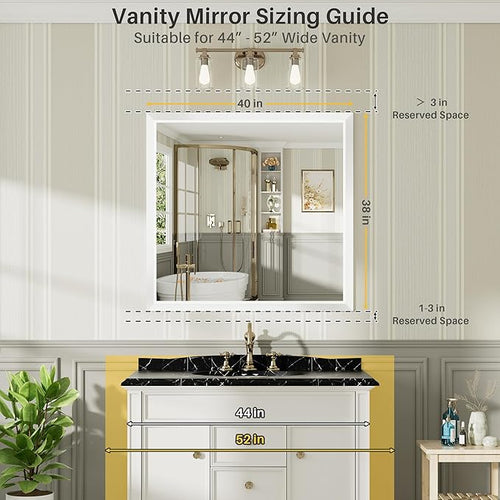 40x38 Inch White Bathroom Mirror - Image 2