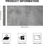 WADILE Dark Gray Concrete Wallpaper 15.7 in * 354 in, Cement Contact Paper 3D - Image 2