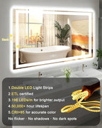 30x36 LED Bathroom Mirror with Lights, Super Bright Front & Backlit Vanity - Image 8