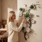Large 3D Abstract Art Metal Flower Wall Art Main Colors Are White And Blue - Image 5