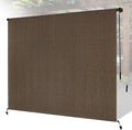 7'W x 6'H Mocha Patio Shades Roll up Outdoor Roller Shade Crank Wand Blind by Unknown