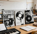 Vintage Music Canvas Wall Art Fashion Black And White Photography Preppy Vinyl - Image 5