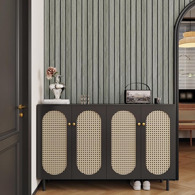 Grey Wood Wall Slat Panels Peel and Stick 3D Fluted Wood Panels - Image 3