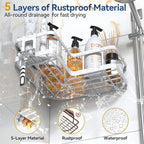 YASONIC Shower Caddy Corner, No Drilling Shower Organizer Corner - Image 6