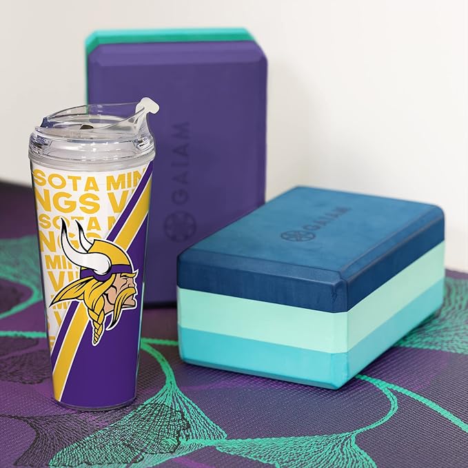 NFL Football 24oz Acrylic Tumbler with Hinged Lid, Officially Licensed Double Wall Tumbler for NFL Fans