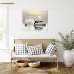 EOBTAIN Zen Flower Canvas Wall Art Bathroom Butterfly and Water Lily Stone - Image 2