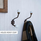 Indian Shelf 6 Pieces Heavy Duty Double Prong White Decorative Coat Hooks - Image 2