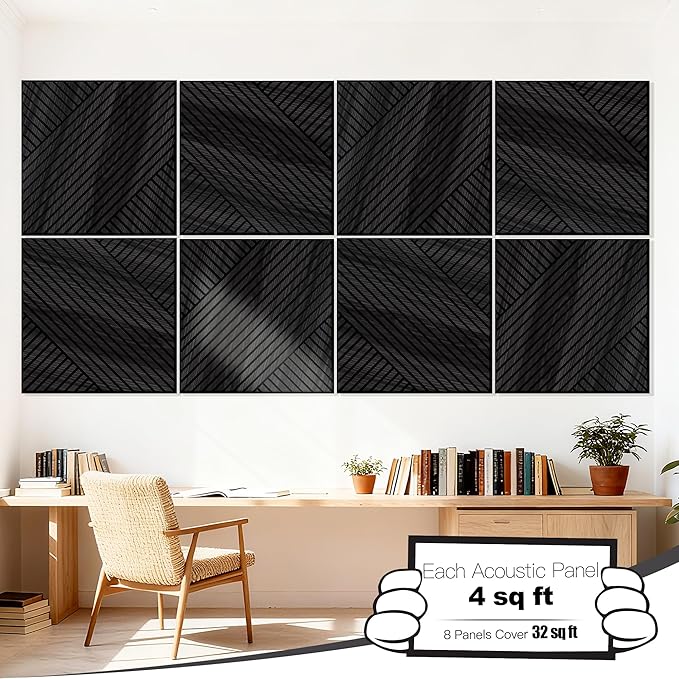 Mollywell Art Acoustic Wall Panels, 24x24 Inch 8 Pack, Wood Veneer, Sound - Image 2