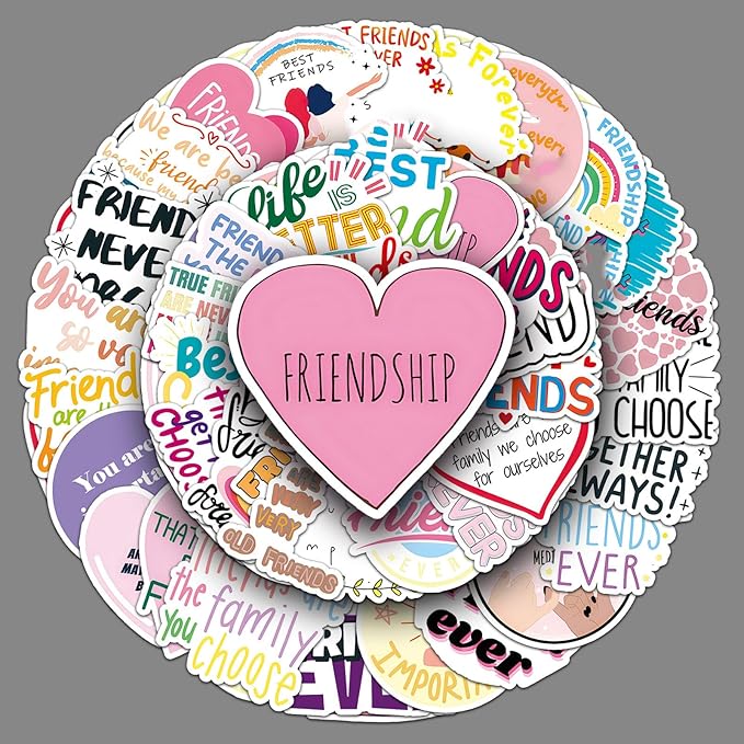 Friendship Stickers 51 Pcs Vinyl Funny Best Friend Sticker for Laptop Water Bottle Motorcycle Bumper Luggage Car Bike Skateboard Computer,Waterproof Cute Aesthetic Sticker for Teens Adults Girls