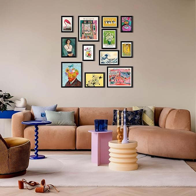 LANCHI95 12 Pcs Eclectic Wall Art Decor FRAMED, Eclectic Home Decor, Retro - Image 4