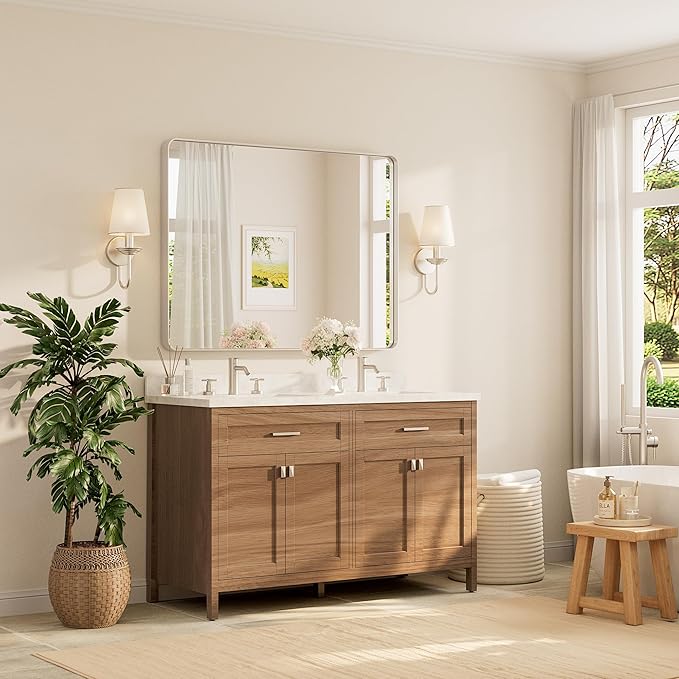 TETOTE 48 x 36 Inch Brushed Nickel Mirror - Image 2