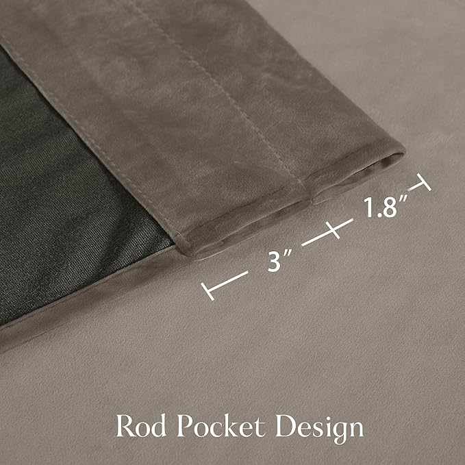 NICETOWN Taupe Velvet Curtains 108 inches Long - Image 2