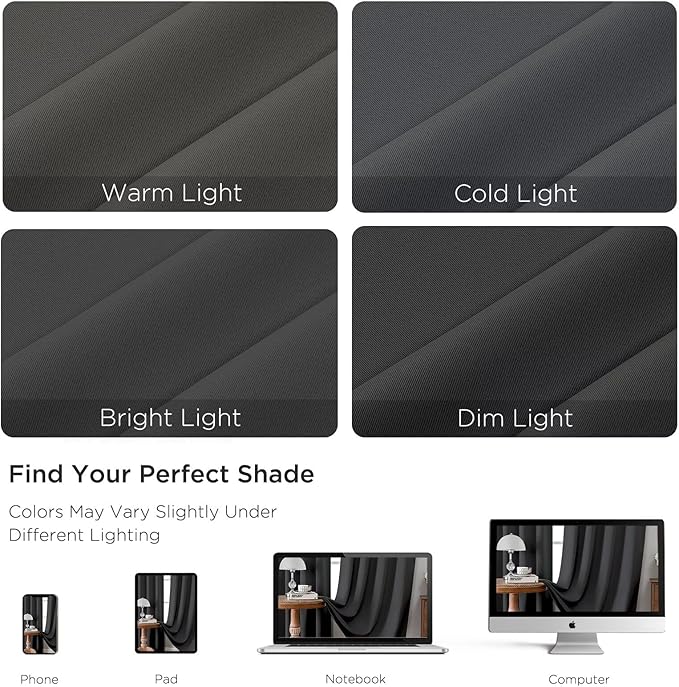 CUCRAF Dark Grey Blackout Curtains 63 inch Length 2 Panels Set, Rod Pocket Room - Image 4