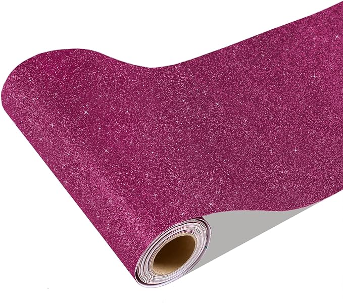 CRE8TIVE Deep Pink Glitter Wallpaper Border 8"x354" Shiny Glitter Wallpaper by CRE8TIVE