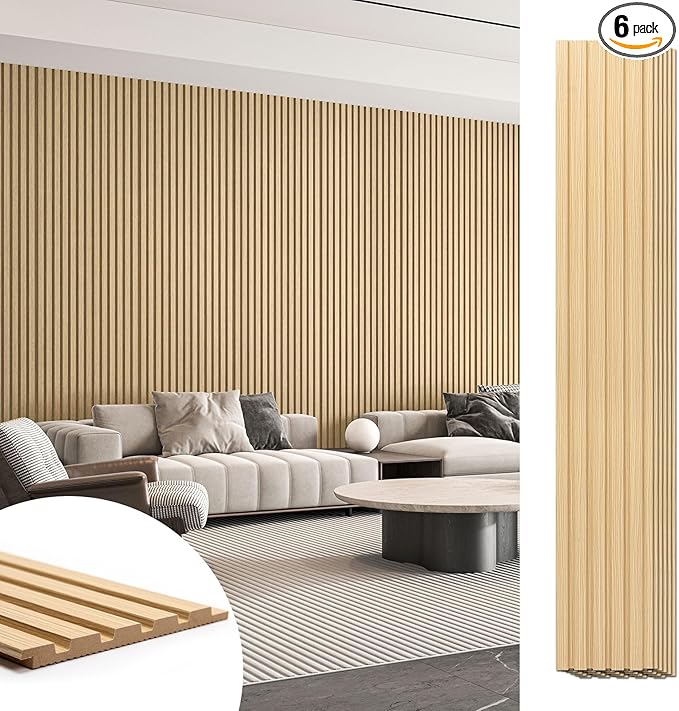 Art3d 6-Piece Wood Slat Panels for Stylish Interior Decor and Ceiling Decoration by Art3d