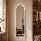 Arched Full Length Mirror with LED Lights, Body Floor Mirrors with Dimming & 3 - Image 5