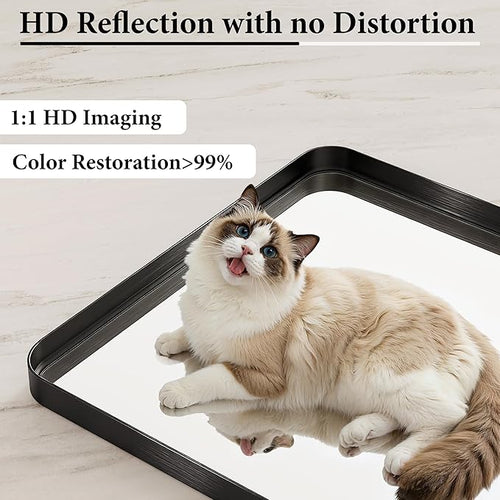 48X36 Inch Black Metal Framed Bathroom Mirror - Image 2