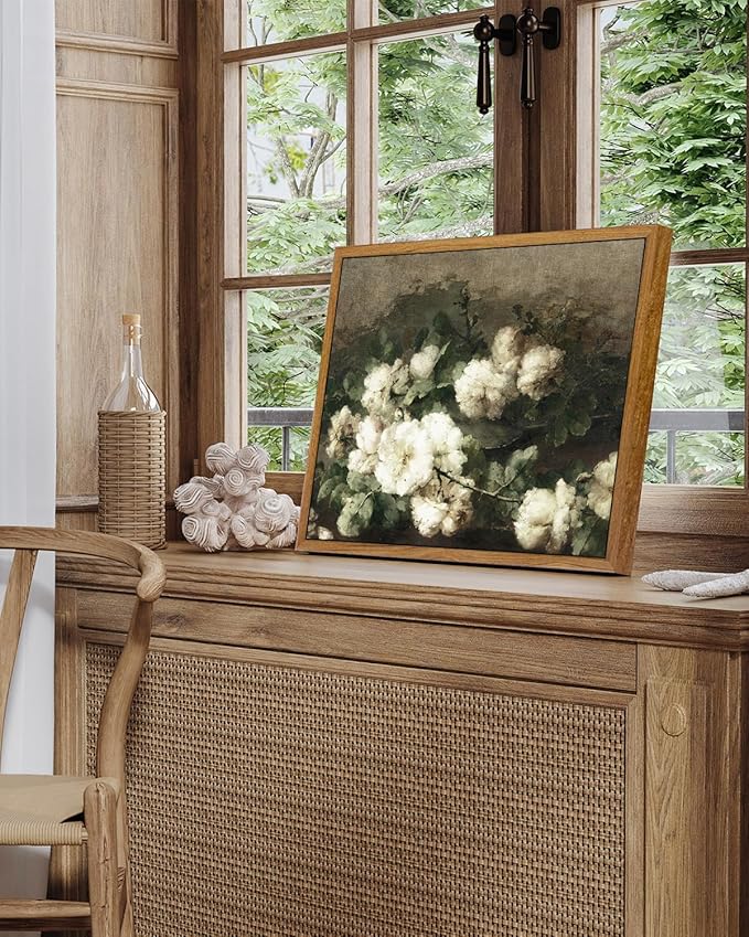 InSimSea Framed Canvas Wall Art Vintage Decor, Flower Prints Room Wall Decor - Image 2