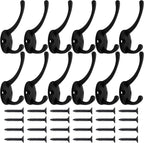 IBosins 12 Pack Black Coat Hooks Wall Mounted - Image 2