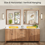 40x38 Inch Bathroom Mirror for Wall, Anti-Rust Walnut Wood Grain Metal Framed - Image 7