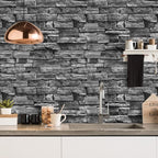 Jeweluck Grey Brick Wallpaper Peel and Stick Wallpaper 17.7”×393.7” Faux Stone - Image 3