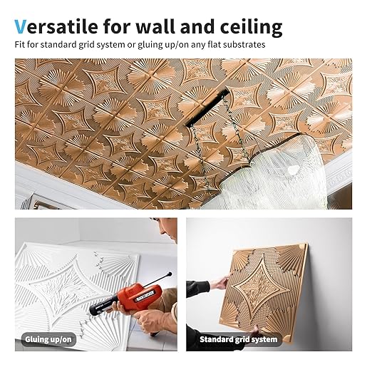 Art3d Drop Ceiling Tiles 24x24 in Bronze, 3D Wainscoting Panels Glue Up 2x2 - Image 6