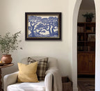 Vintage Gold Framed Wall Art Oak Tree Forest Painting Canvas Prints Blue - Image 8