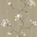 Laatse Floral Wallpaper Peel and Stick 17.5" x 118" Khaki Floral Contact Paper by Laatse