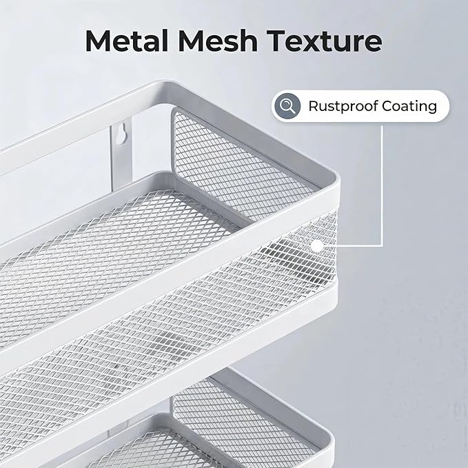 PUSDON 5-in-1 Wide Wall Mount Wrapped Mesh Kitchen Organizer & Shower Caddy Kit - Image 5