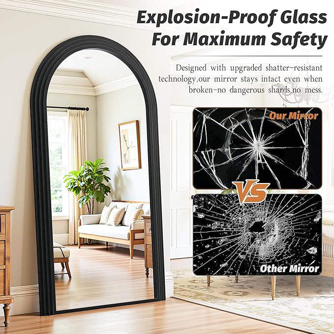 Antok Full Length Mirror 82"×44" Floor Mirror Standing Tall Mirror, Arched - Image 5