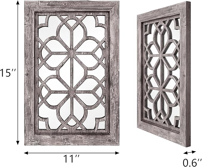 Set of 2 11x15 Inch Rectangular Shatterproof Brown Decorative Wall Mirrors - Image 2