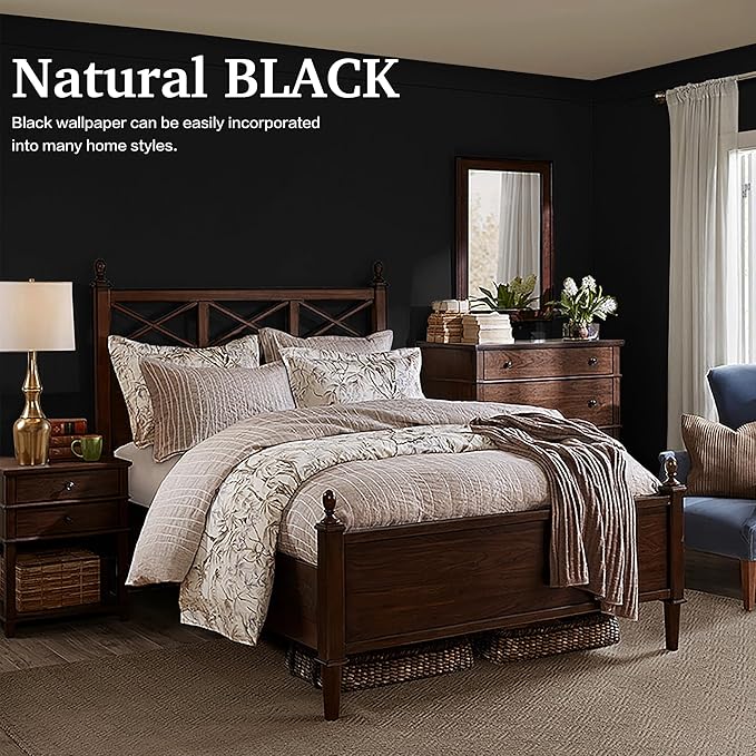 Dimoon 236''x17.7'' Black Peel and Stick Wallpaper Contact Paper Modern Self - Image 6