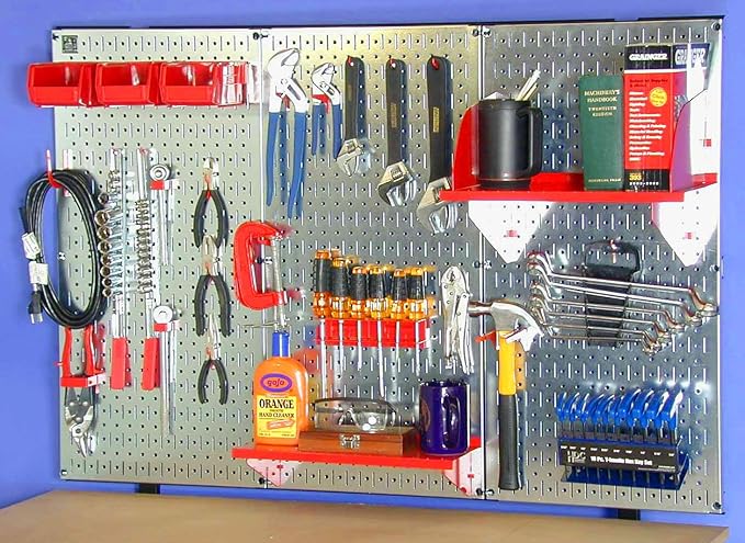 Wall Control Pegboard 32in x 16in Galvanized Metal Pegboard Tool Board Panel - Image 8
