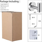 2 Pack Silver Bathroom Towel Hooks Robe Hook Holder Wall Mount Heavy Duty Wall - Image 6