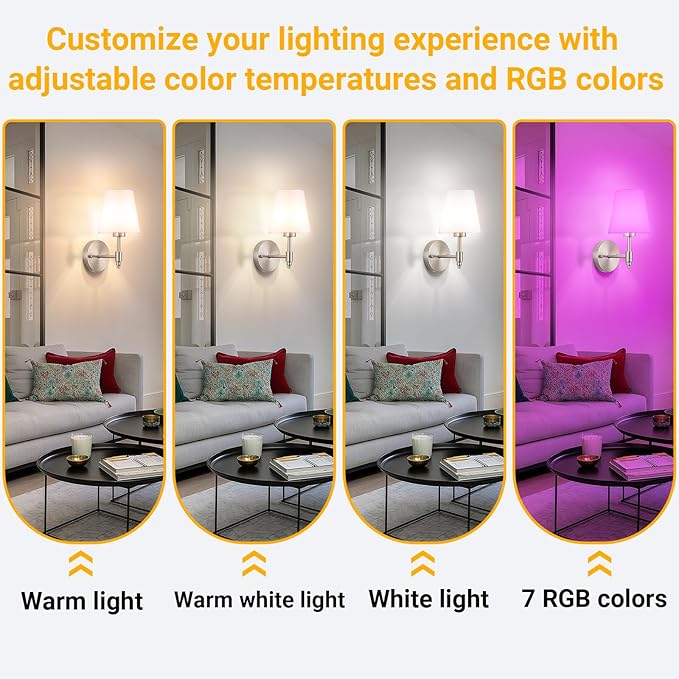 Vimhou Peel and Stick Wall Sconces, Stick On Wall Sconce Set of 2, Battery - Image 4