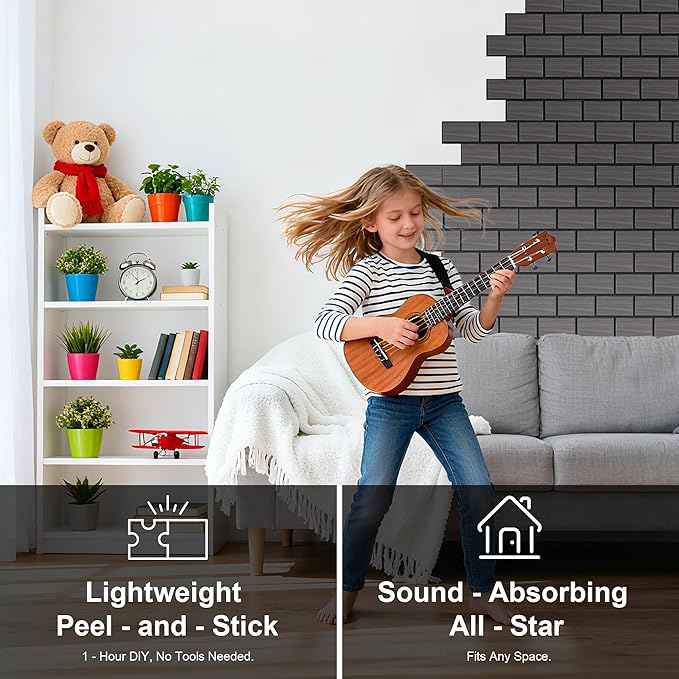 WoveN SounD Brick Acoustic Wall Panels, 16 Pack 16x12 Inch, PVC Wood Grain - Image 4