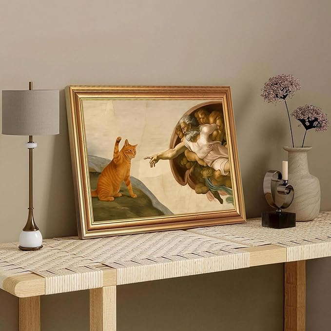 Fantasy Artists Divine Feline Encounter Gold Framed Wall Art, Modern Angel & - Image 5