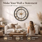 Pytha Sight 24 Inch Large Oversized Farmhouse Modern Decorative Wall Clock - Image 2