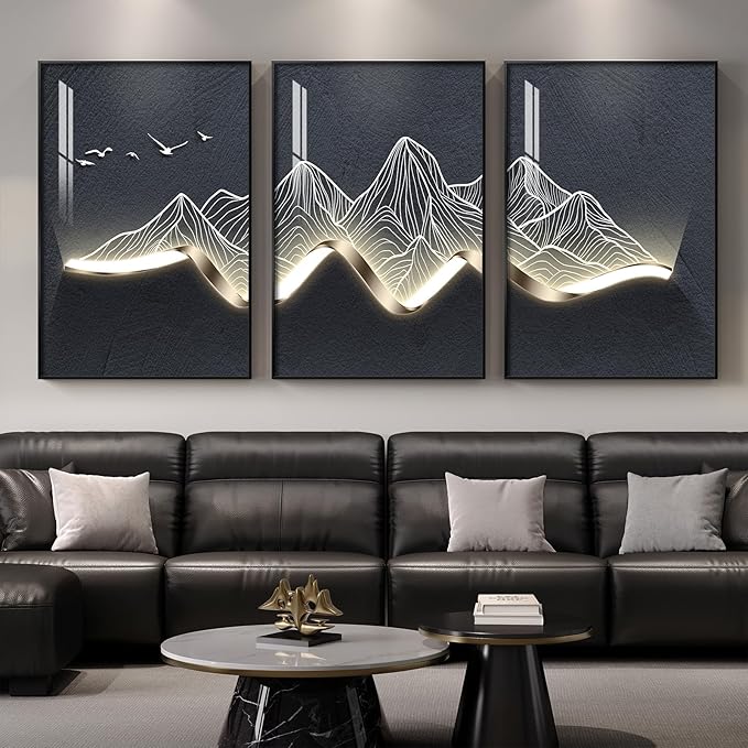 Large Framed Modern Abstract Mountain Wall Art - Image 2