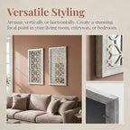 Set of 2 13x30 Inch Large Grey Shatterproof Carved Floral Wood Frame Wall - Image 4
