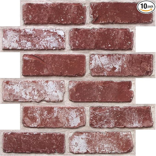 3D Faux Brick Wall Panels Peel and Stick, Small Brick-Look Textured Wall Sticker by SMOOSTIKCDECOR