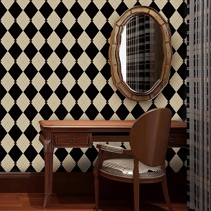 Simon&Siff Retro Checkered Peel and Stick Wallpaper Black and White Wallpaper - Image 3