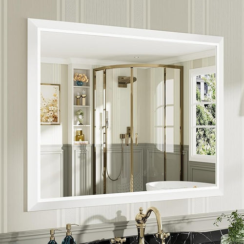 40x32 Inch White Bathroom Mirror by Briivuemodernmirrors