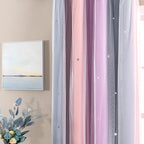 XiDi Curtains for Bedroom Decor, Rainbow GreyPinkPu-52-45 - Image 2