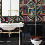 Retro Textured Peel and Stick Wallpaper Geometric Patchwork color Mosaic - Image 4